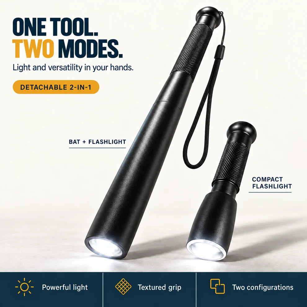 2-in-1 Aluminum
Bat & Flashlight