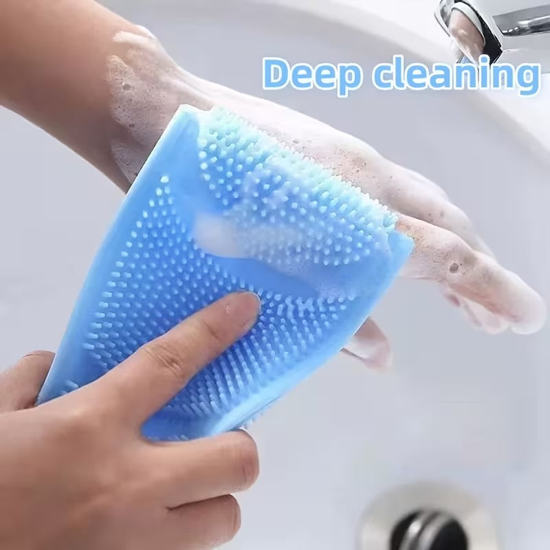 Silicone Bath Brush - Double-Sided Exfoliating Back
Scrubber with Long Strap & Soft Bristles