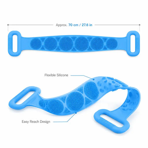 Silicone Bath Brush - Double-Sided Exfoliating Back
Scrubber with Long Strap & Soft Bristles