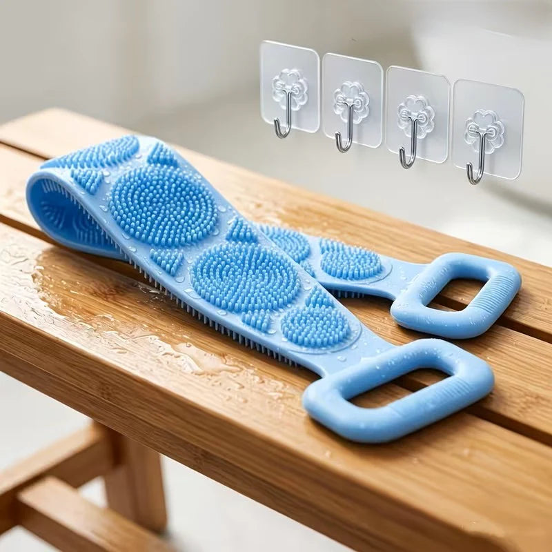 Silicone Bath Brush - Double-Sided Exfoliating Back
Scrubber with Long Strap & Soft Bristles