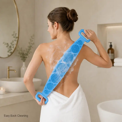 Silicone Bath Brush - Double-Sided Exfoliating Back
Scrubber with Long Strap & Soft Bristles