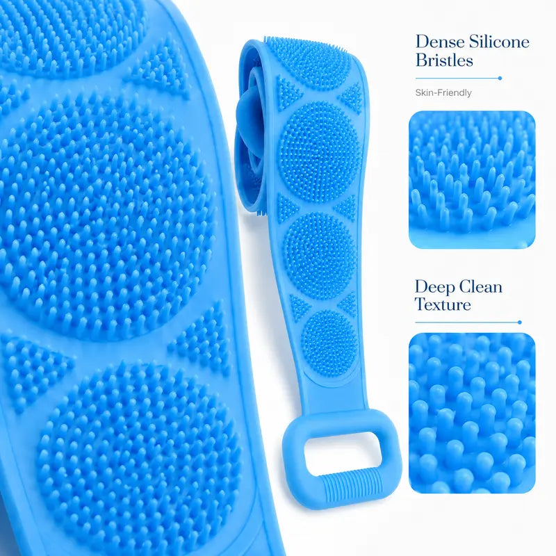 Silicone Bath Brush - Double-Sided Exfoliating Back
Scrubber with Long Strap & Soft Bristles