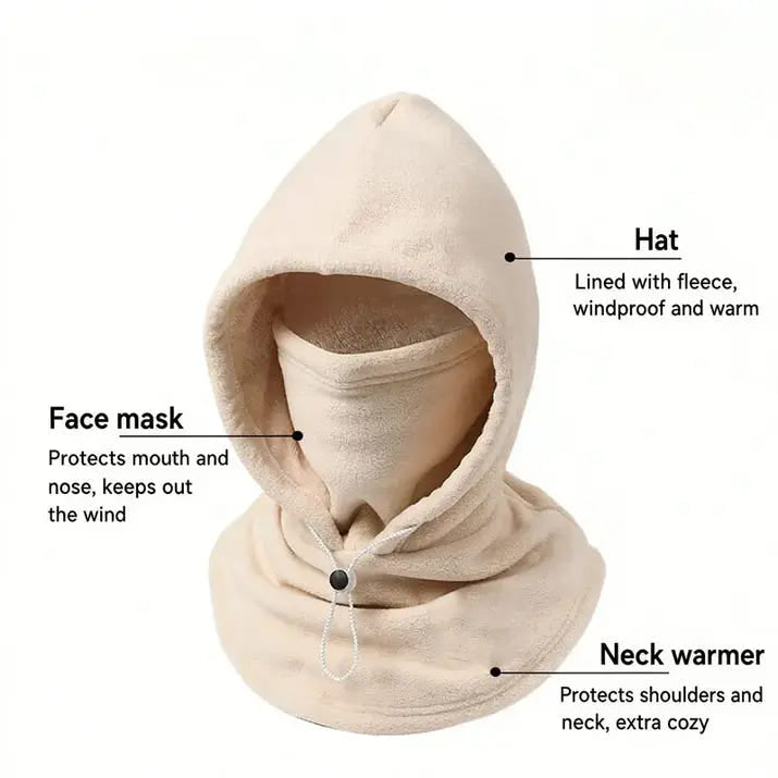 Thick Fleece Hooded Balaclava with Adjustable Fit