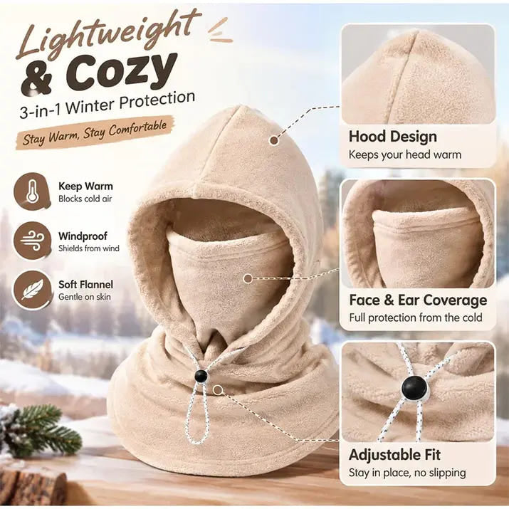 Thick Fleece Hooded Balaclava with Adjustable Fit
