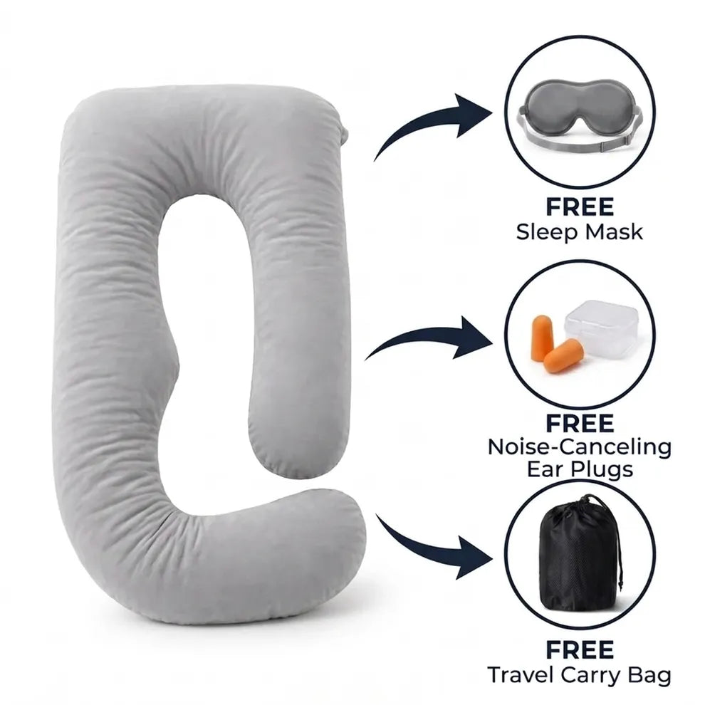 Inflatable Travel Pillow with Upper-Body Support & Sleep Kit