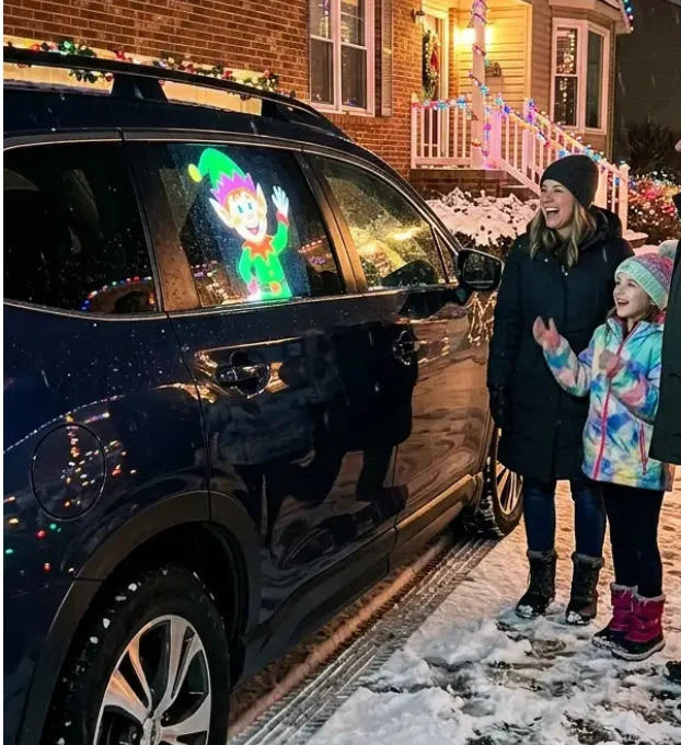 MerryGlass Car Window Christmas Projector | USB-Powered Holiday Scene Projector for Any Vehicle